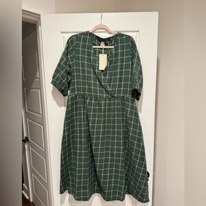 Pact Forest Check Midi Dress